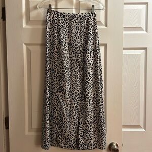Kookai White Black Leopard Midi Skirt 0